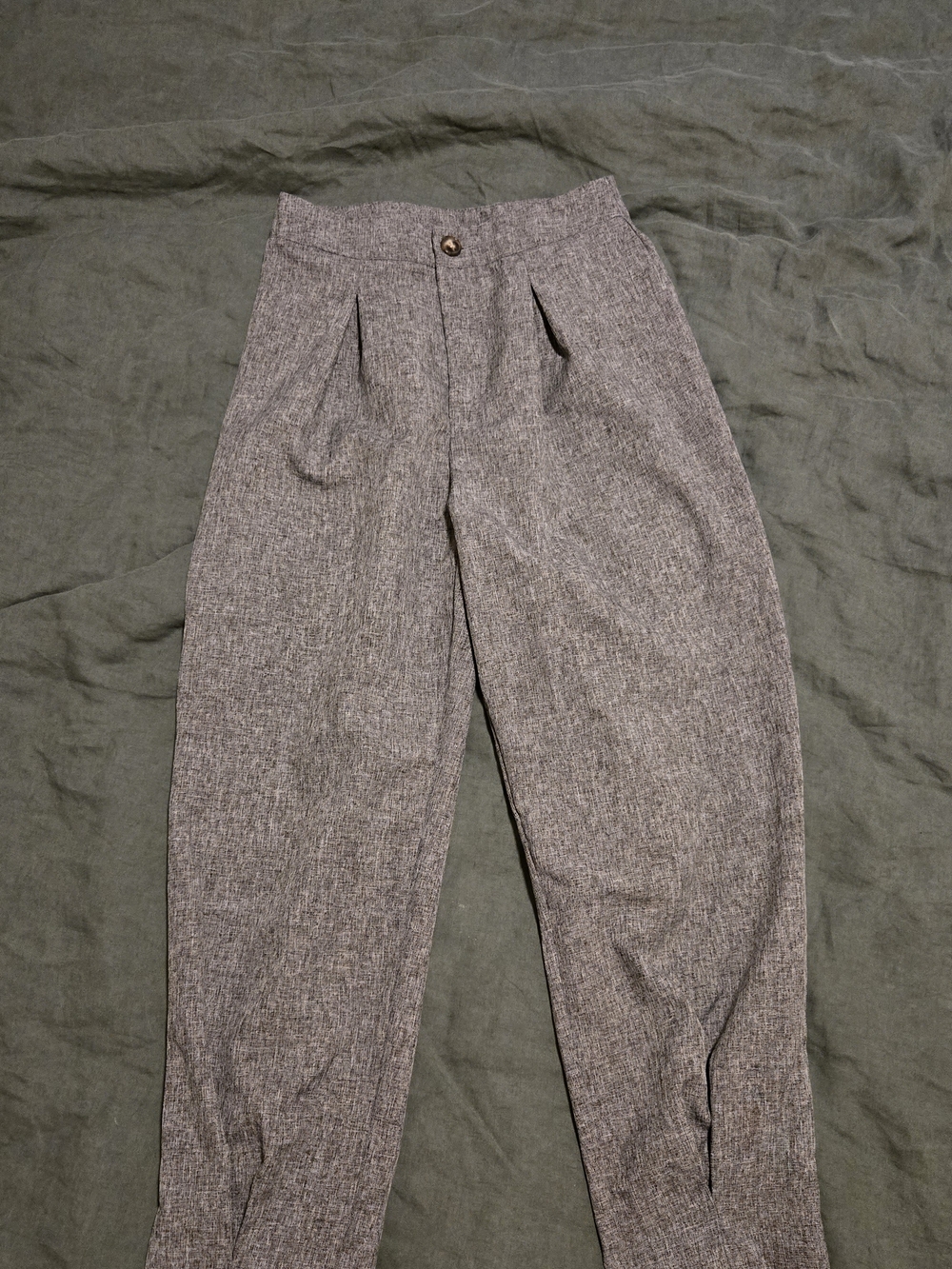 SHEIN Gray Tweed Pleated Dress Trousers